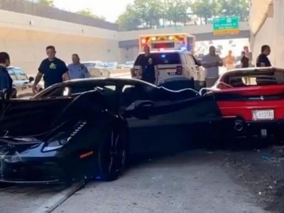 Τρομερή καραμπόλα με τρεις Ferrari σε δημόσιο δρόμο