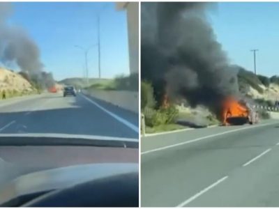Φωτιά σε εν κινήσει όχημα στον αυτοκινητόδρομο-Έκλεισαν και οι δύο λωρίδες