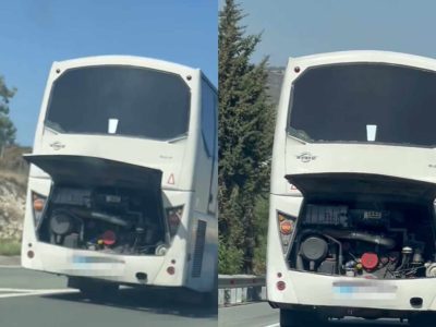 ΕΙΚΟΝΕΣ: Λεωφορείο με το καπό ανοικτό στον αυτοκινητόδρομο – Έμειναν «κάγκελο» οι οδηγοί